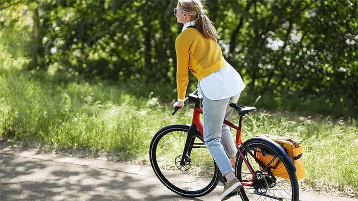 Electric-commuter-bike-in-red