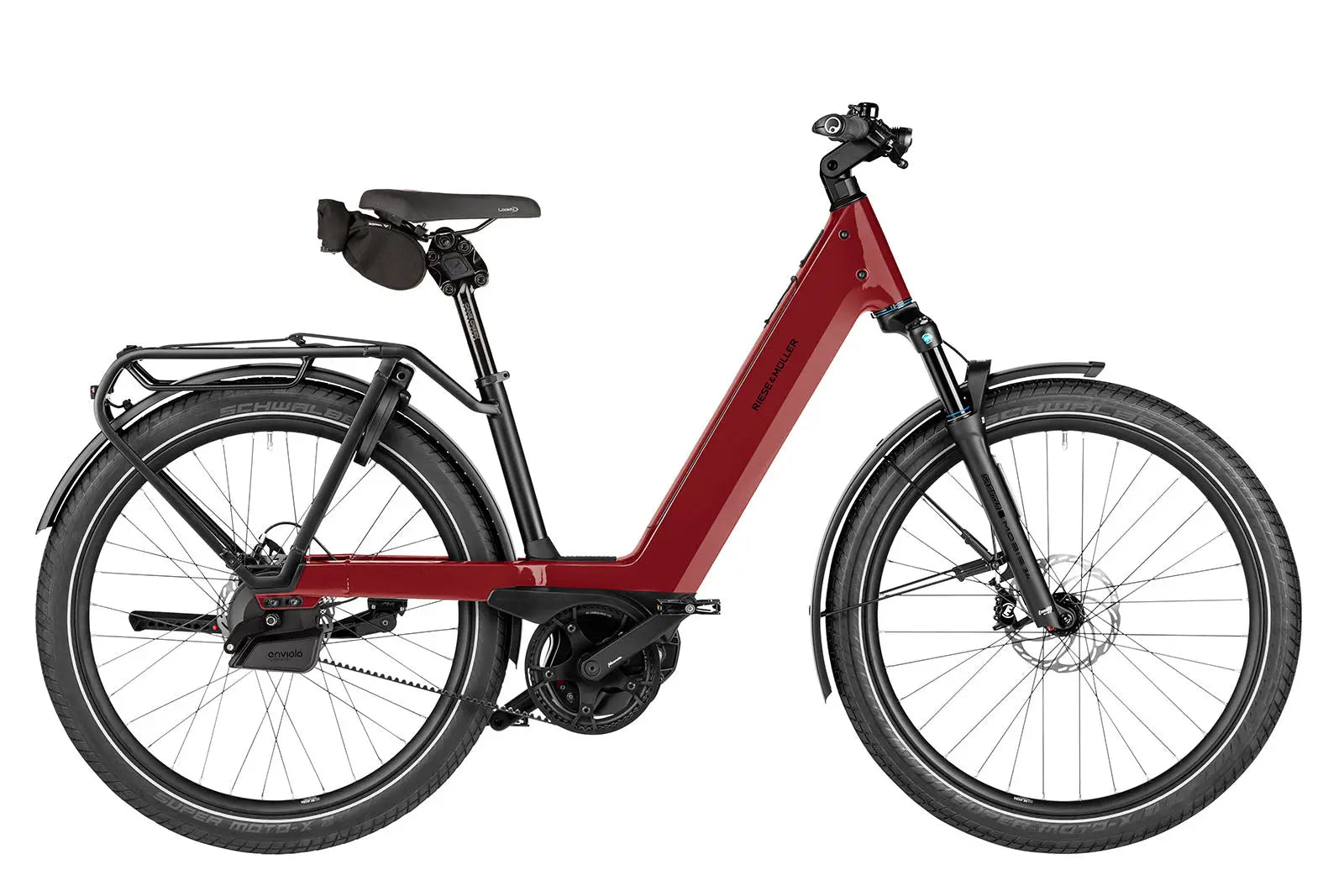 Riese & Müller Nevo5 automatic electric bike in ruby red