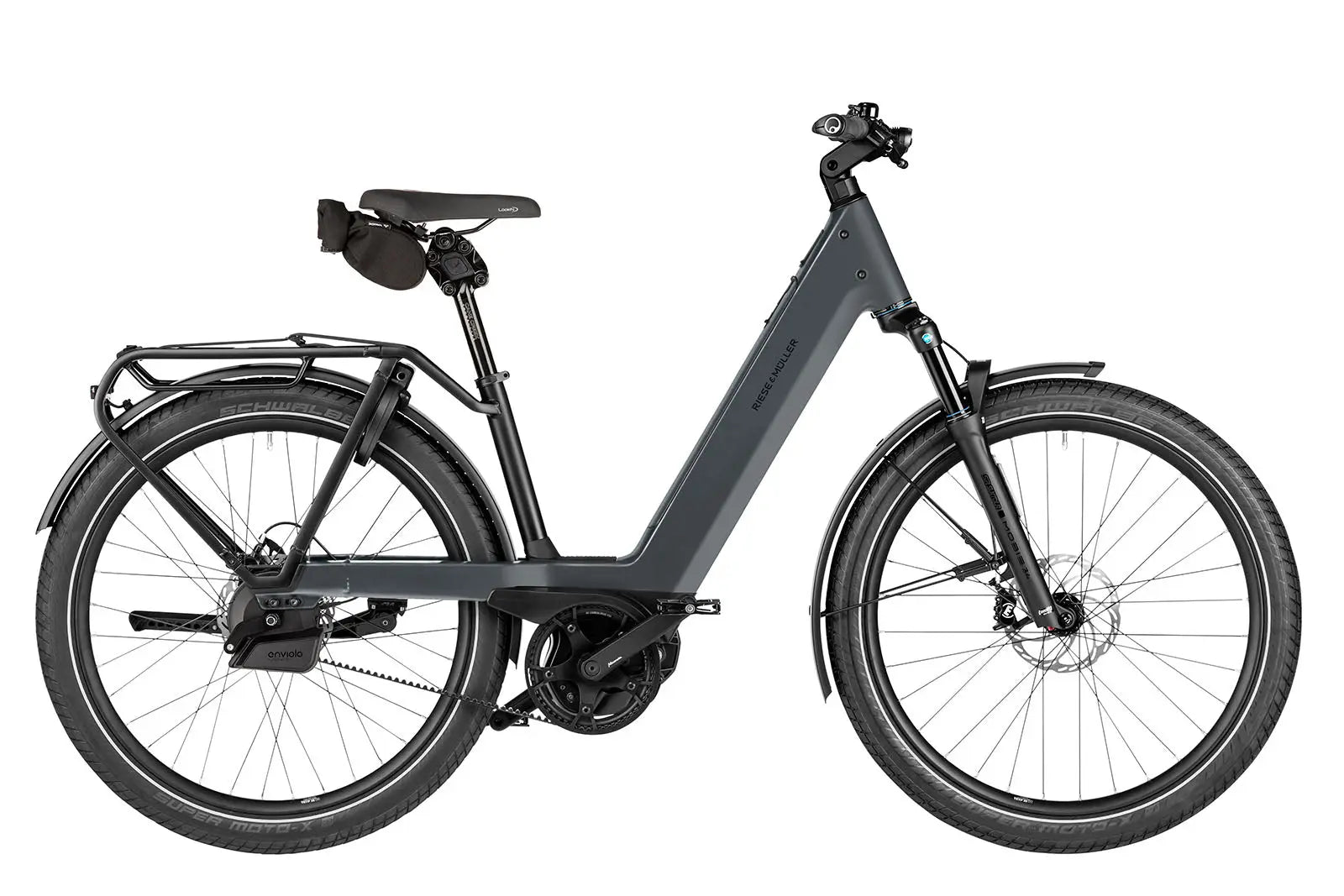 Riese & Müller Nevo5 automatic electric bike in slate grey
