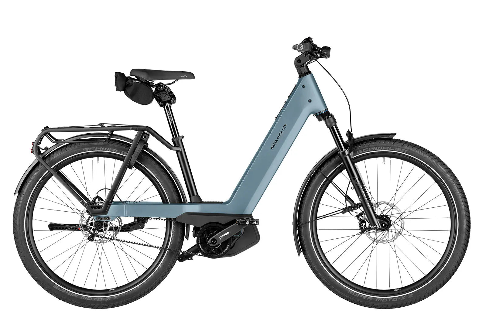 Riese & Müller Nevo5 pinion electric bike in ice blue