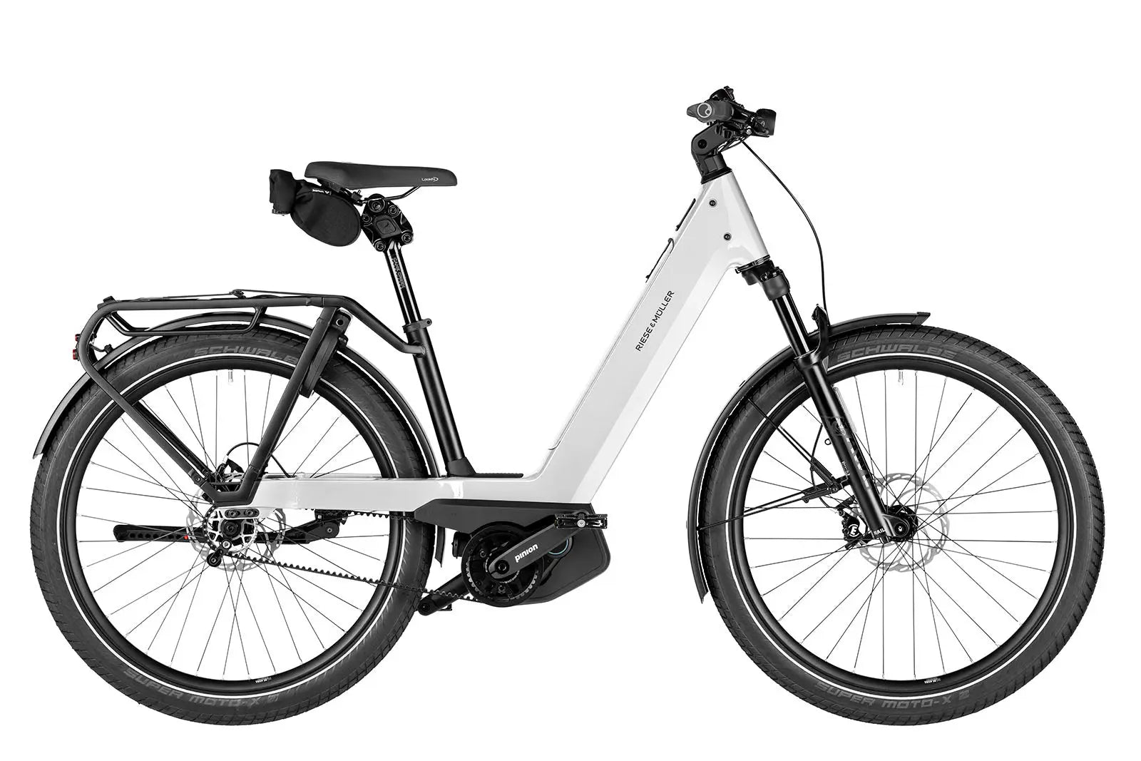 Riese & Müller Nevo5 pinion electric bike in pure white