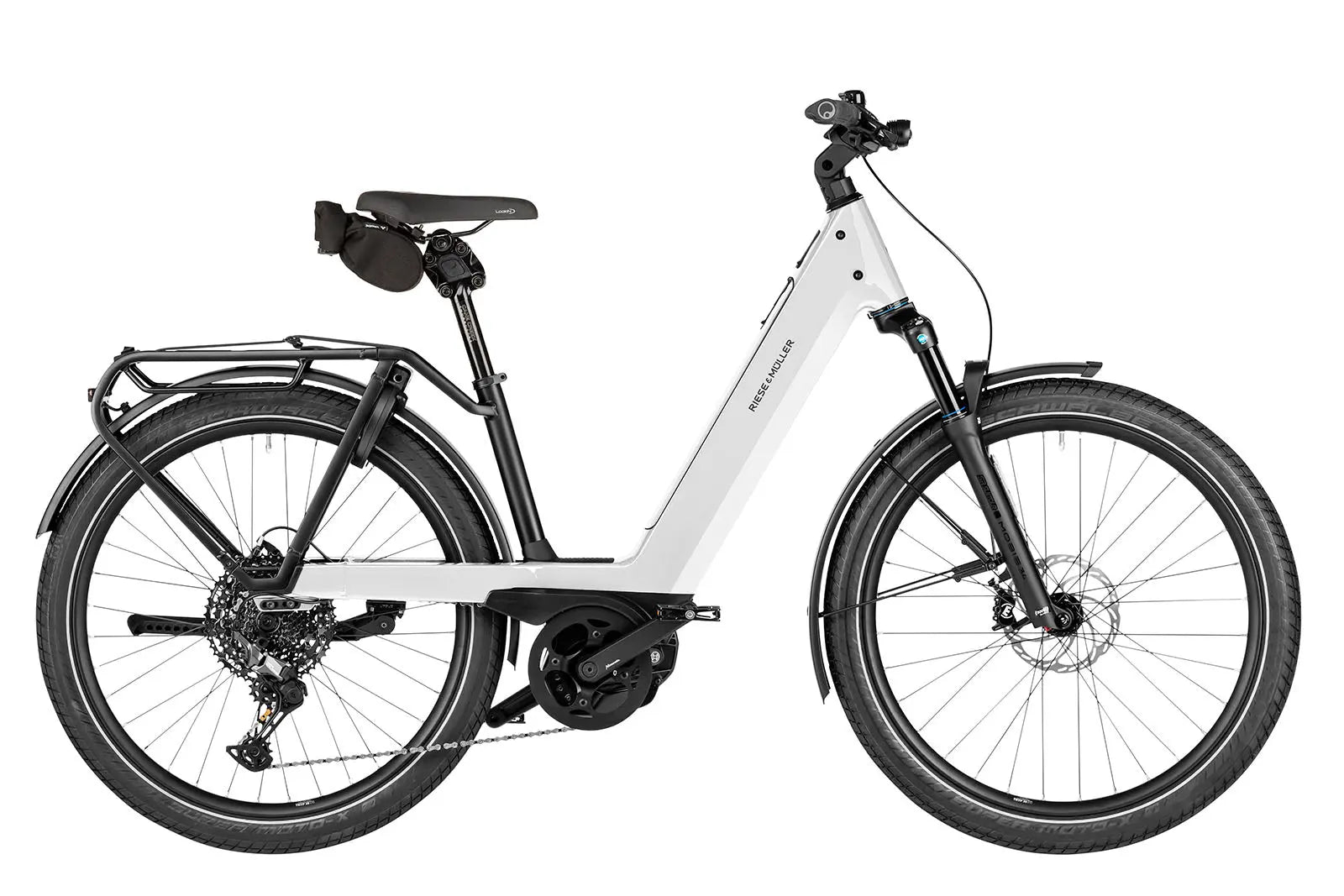 Riese & Müller Nevo5 touring electric bike in pure white