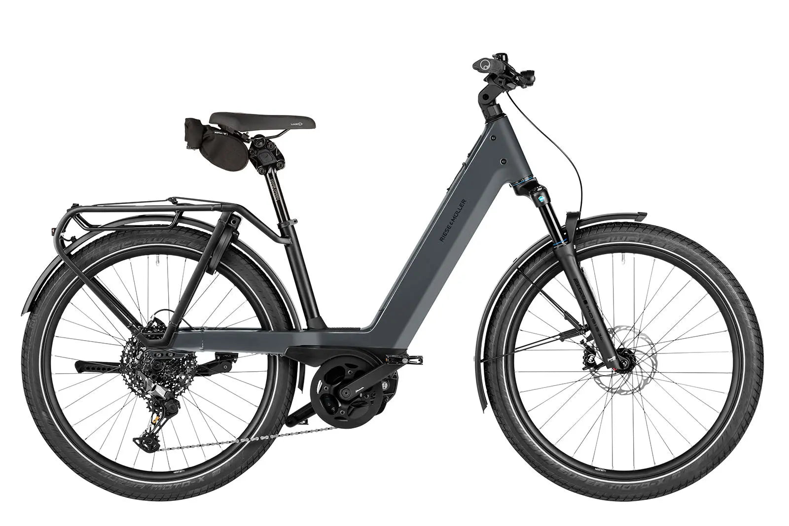 Riese & Müller Nevo5 touring electric bike in slate grey