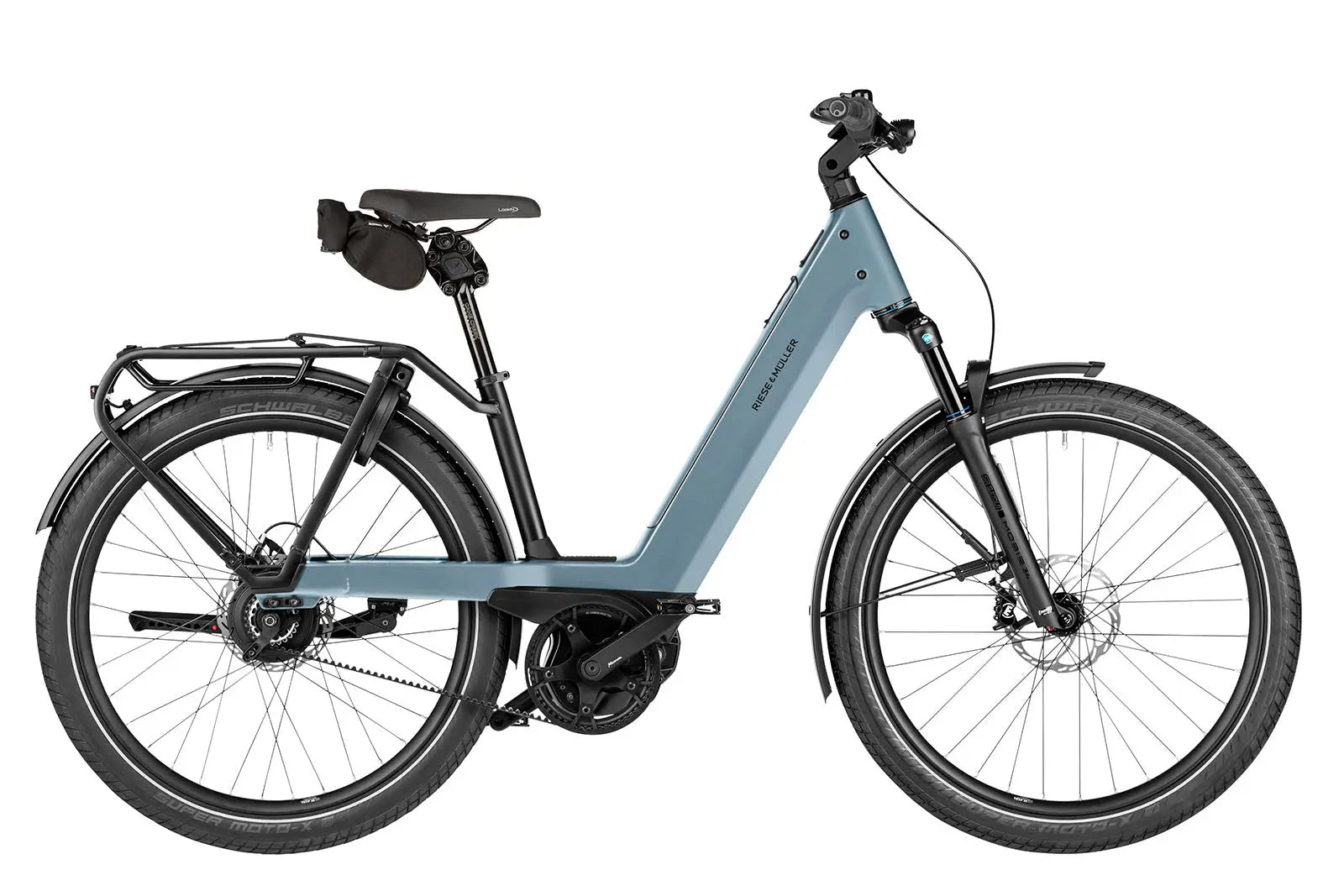 Riese & Müller Nevo5 vario electric bike in ice blue