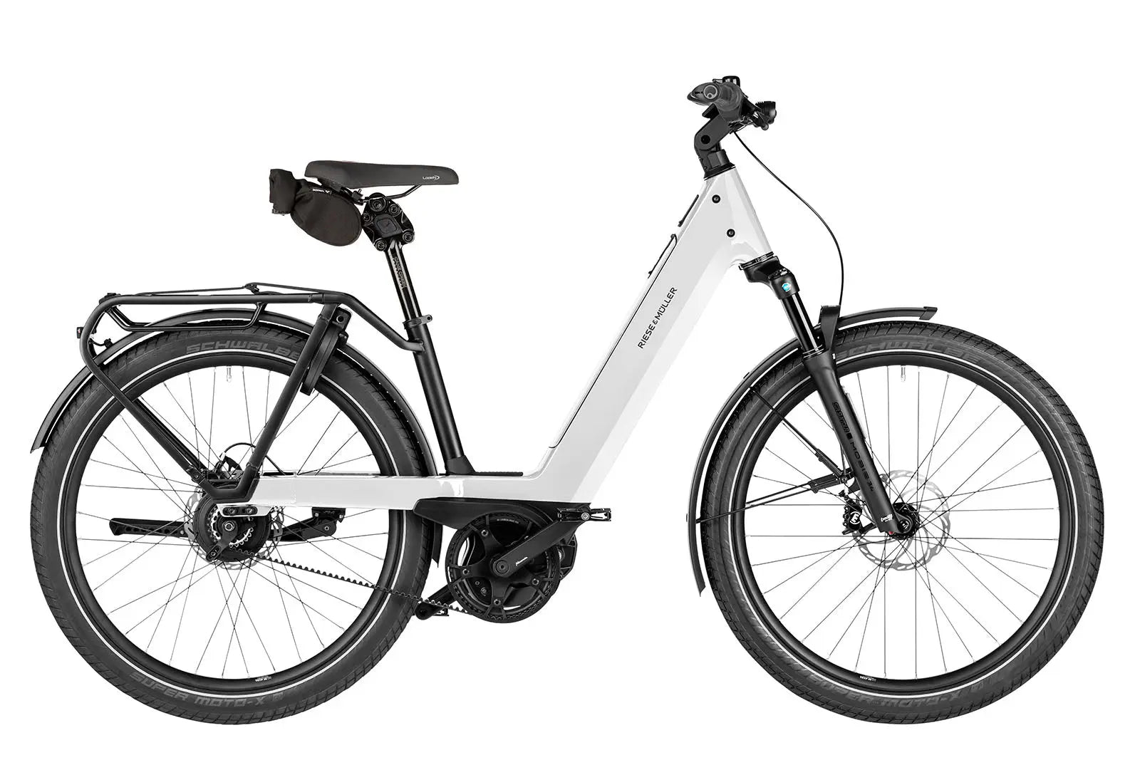Riese & Müller Nevo5 vario electric bike in pure white