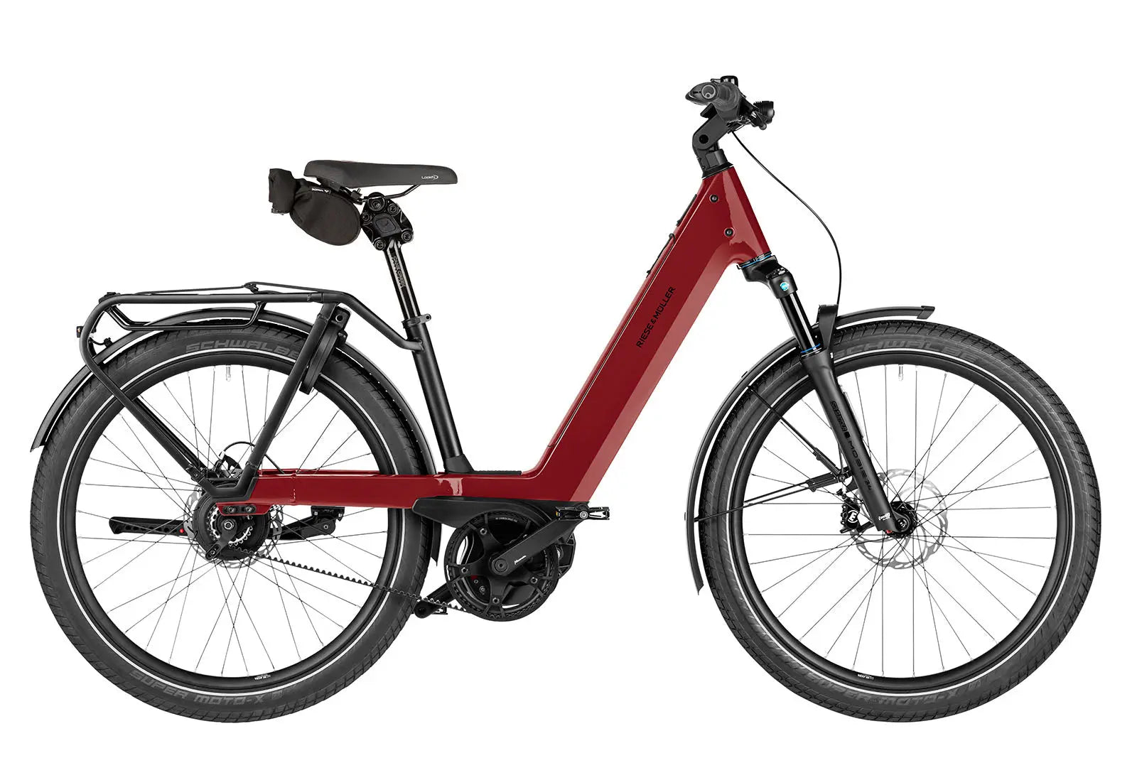 Riese & Müller Nevo5 vario electric bike in ruby red