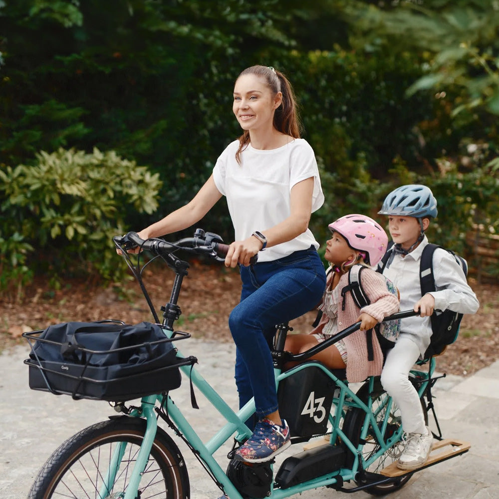 Bike43 electric longtail family bike for 3 kids in Blue