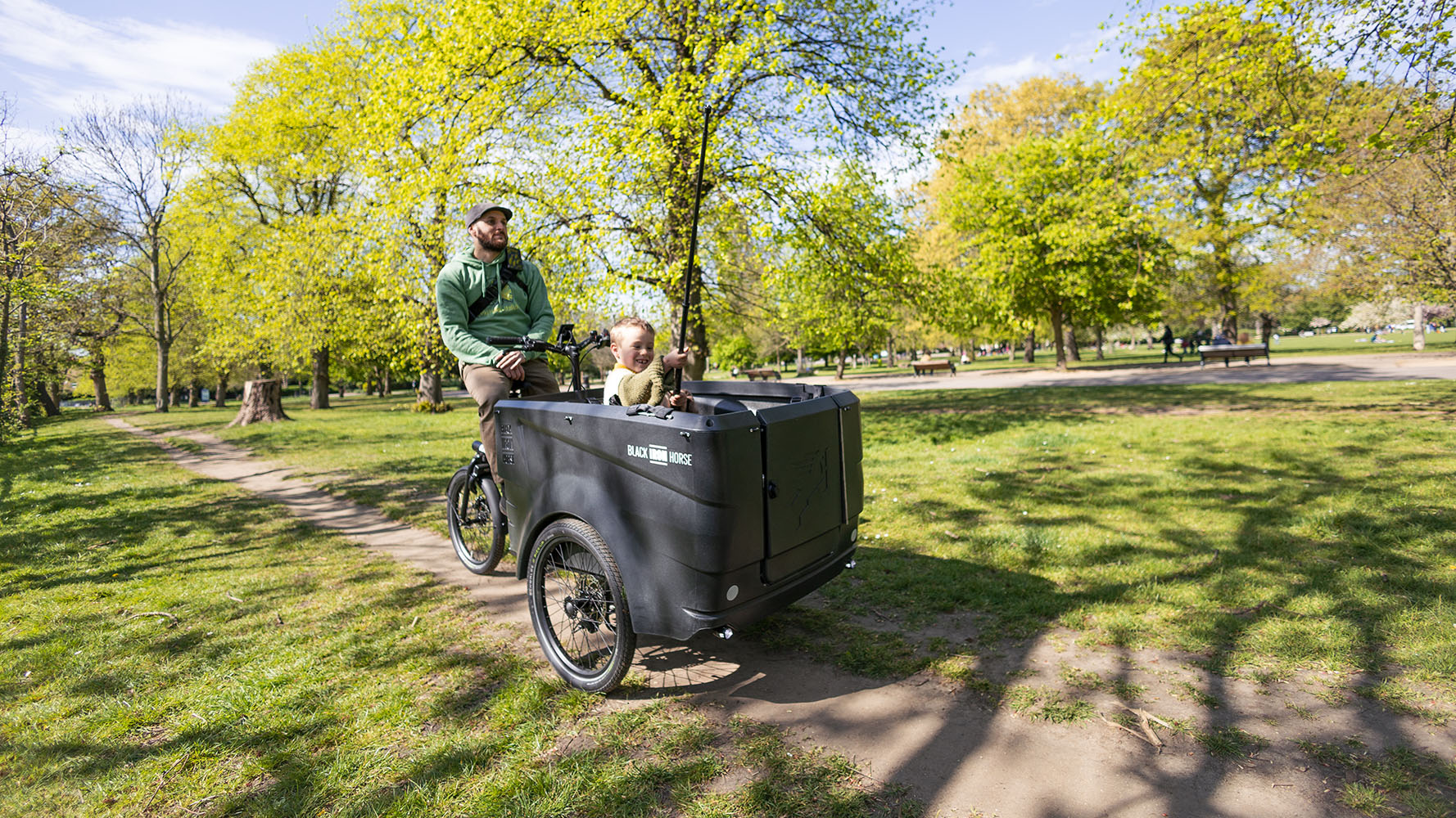 Black Iron Horse Polly electric trike for 4 kids