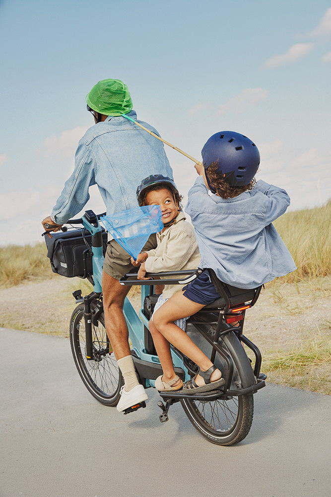 Gazelle Cabby longtail family bike for 2 kids in Blue