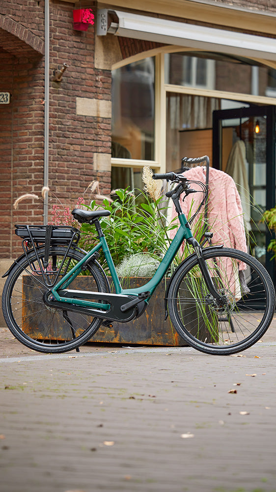 Gazelle Dutch electric city bike in Green