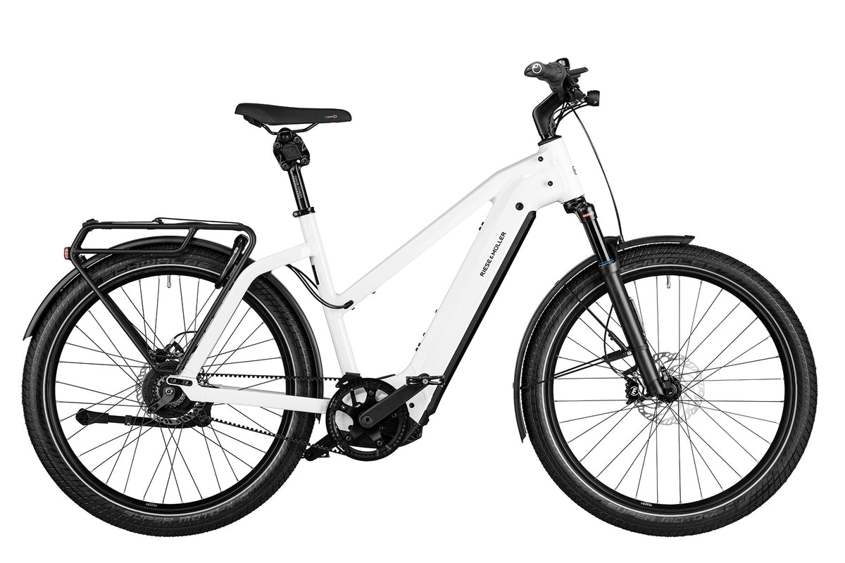 Riese & Müller Charger4 Mixte GT vario electric commuter bike in ceramic white, side view