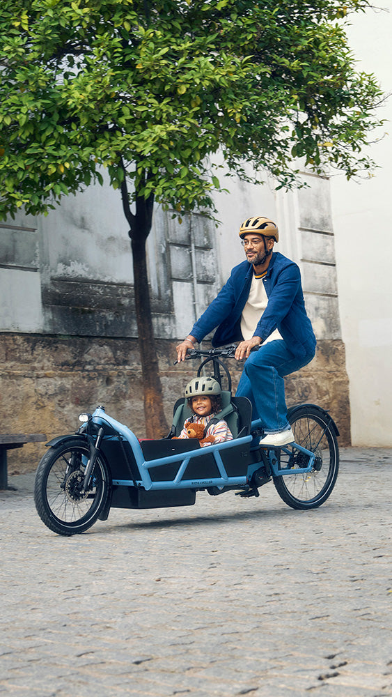 Riese & Müller Load5 75 Vario electric family bike in Arctic Blue