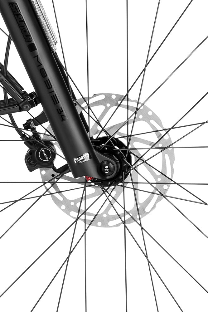 Front disc brake and suspension fork on the Nevo5 silent CORE