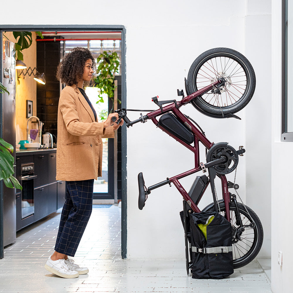 Tern Quick Haul electric longtail bike vertical parking