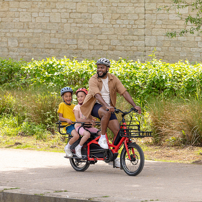Tern Quick Haul Long electric bike for 2 kids in Red