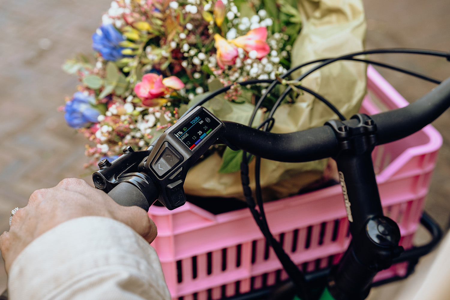 Veloe Multi Lungo electric longtail bike closeup in Green